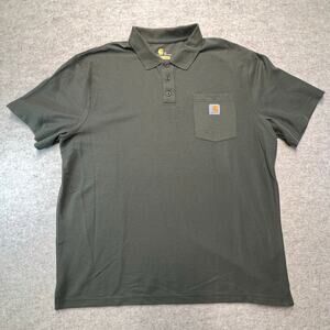 Carhartt Mens XL Regular Short Sleeve Pocket Polo Shirt Green Original Fit‎